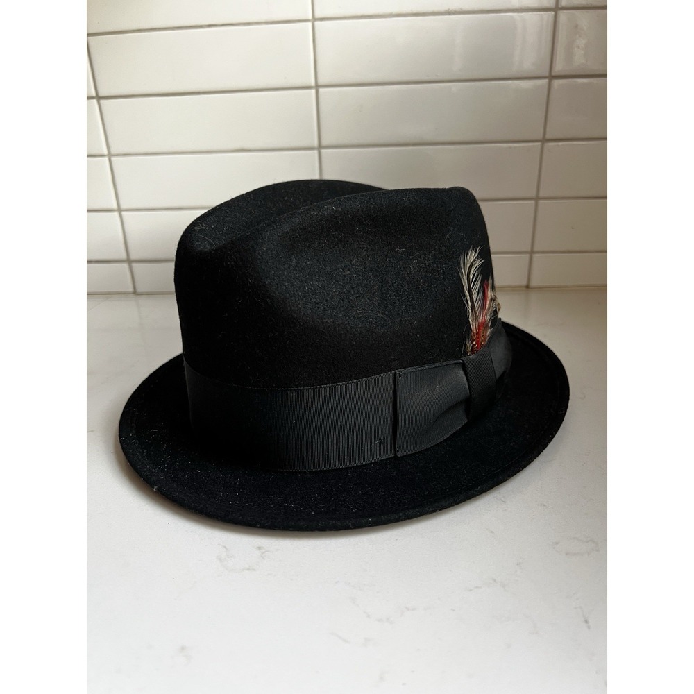 Goorin Bros. Fedora Hat "The Doctor" Black Large w/ Feathers - Picture 7 of 13
